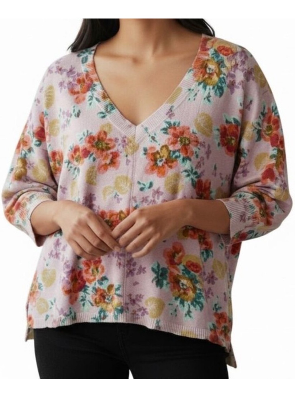 BOGO! Sundance Floral Johanna Cotton Sweater‎ Pink Size Small